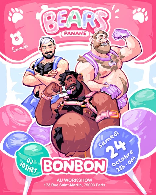 Affiche Bears Paname Bonbon dessinée par Furrwoods
